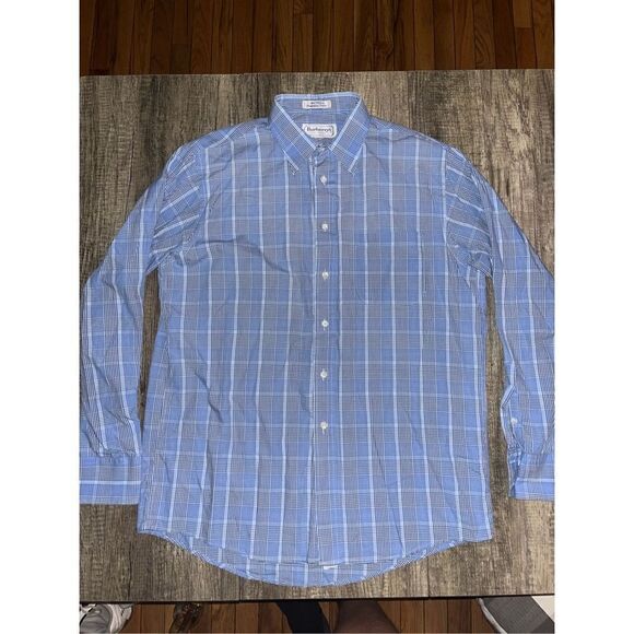 Burberry of london MADE IN USA COTTON BLUE BUTTON UP DRESS SHIRT 16-34 - Picture 1 of 5